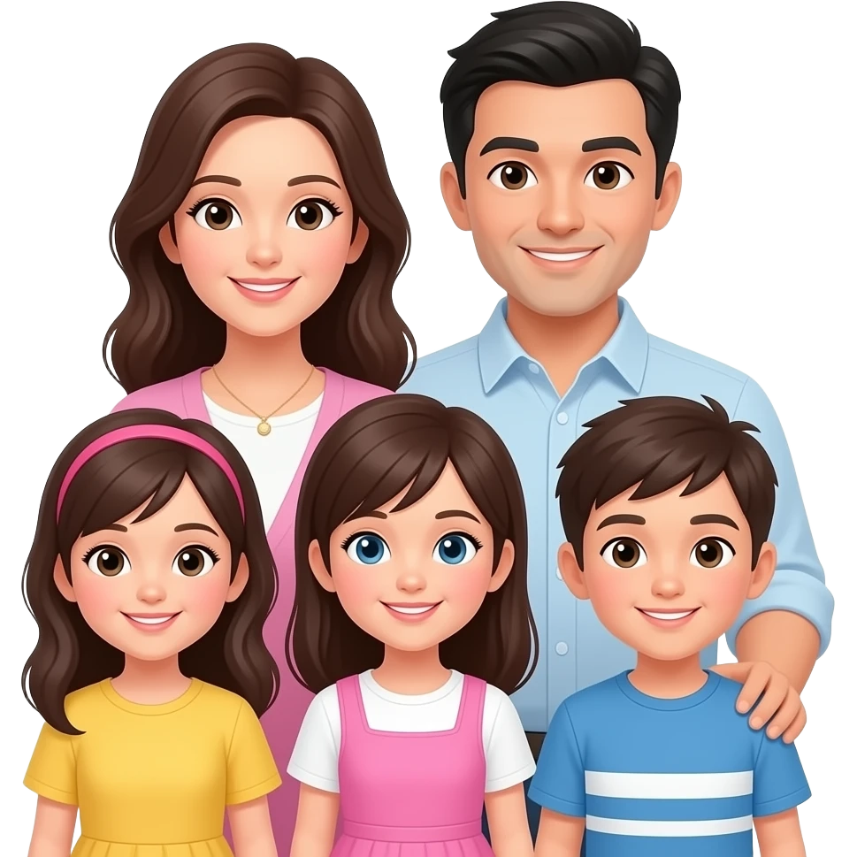 Семя из 5 человек, мама папа 2 дочки и сын emoji
