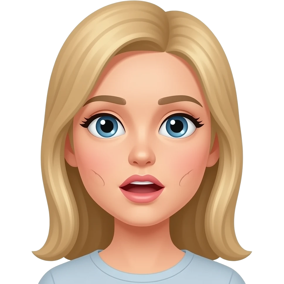 Automassage sur les deux joues, fille cheveux blond, vu de proche, bouche entrouverte emoji