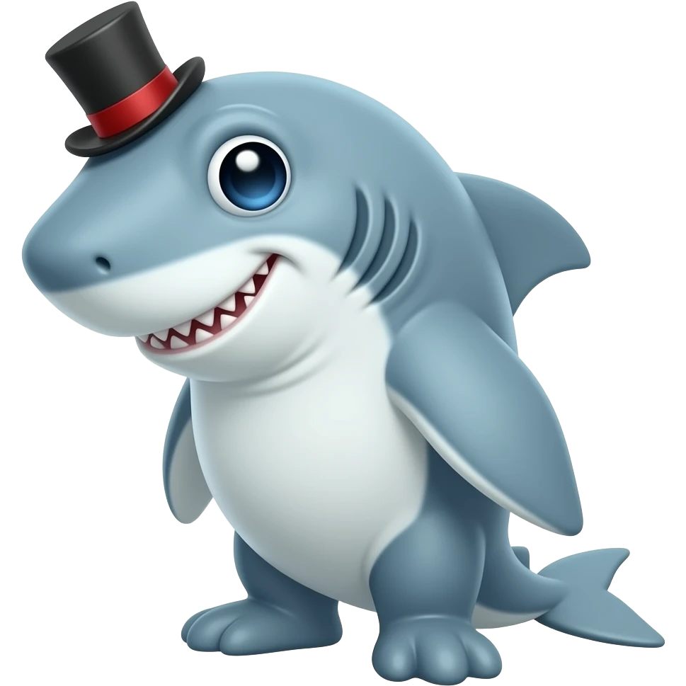 Shark with a top hat emoji