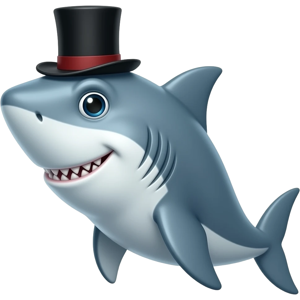 Shark with a top hat emoji