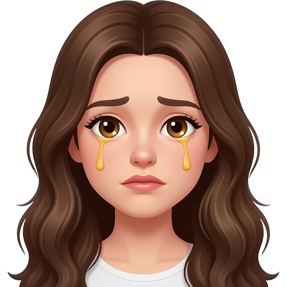 Плачущая золотыми слезами девушка брюнетка с длинными волосами emoji