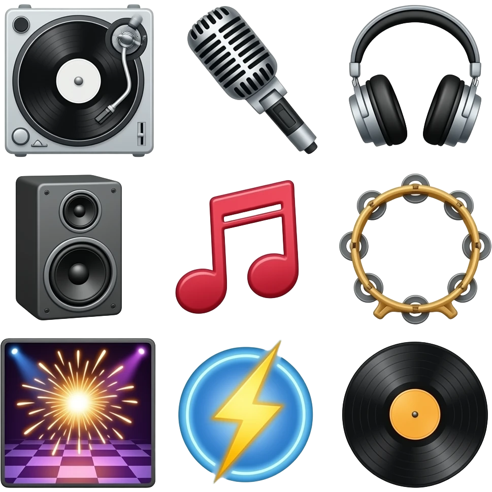 preciso de 10 emojis para colocar no meu calnal de música eletrônica e piseiro emoji