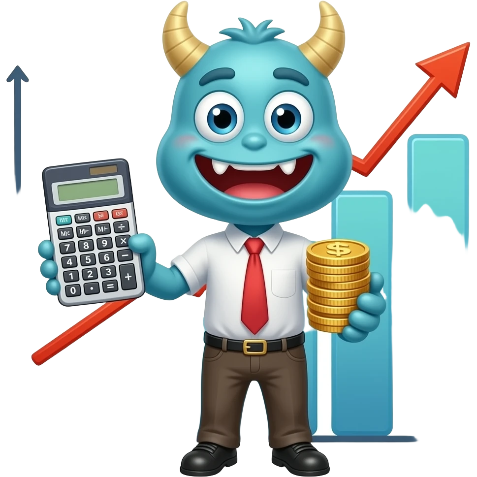 cartoon monster earning compound interest emoji