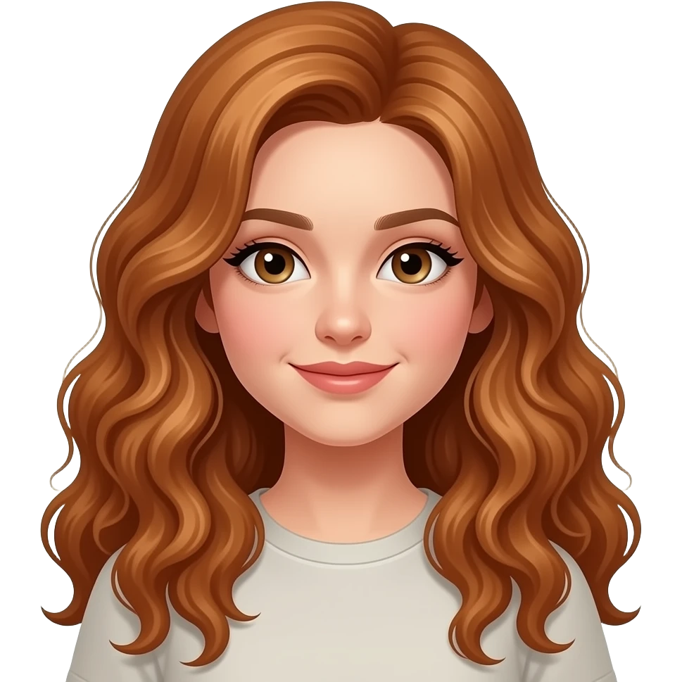 white girl long curly auburn hair emoji