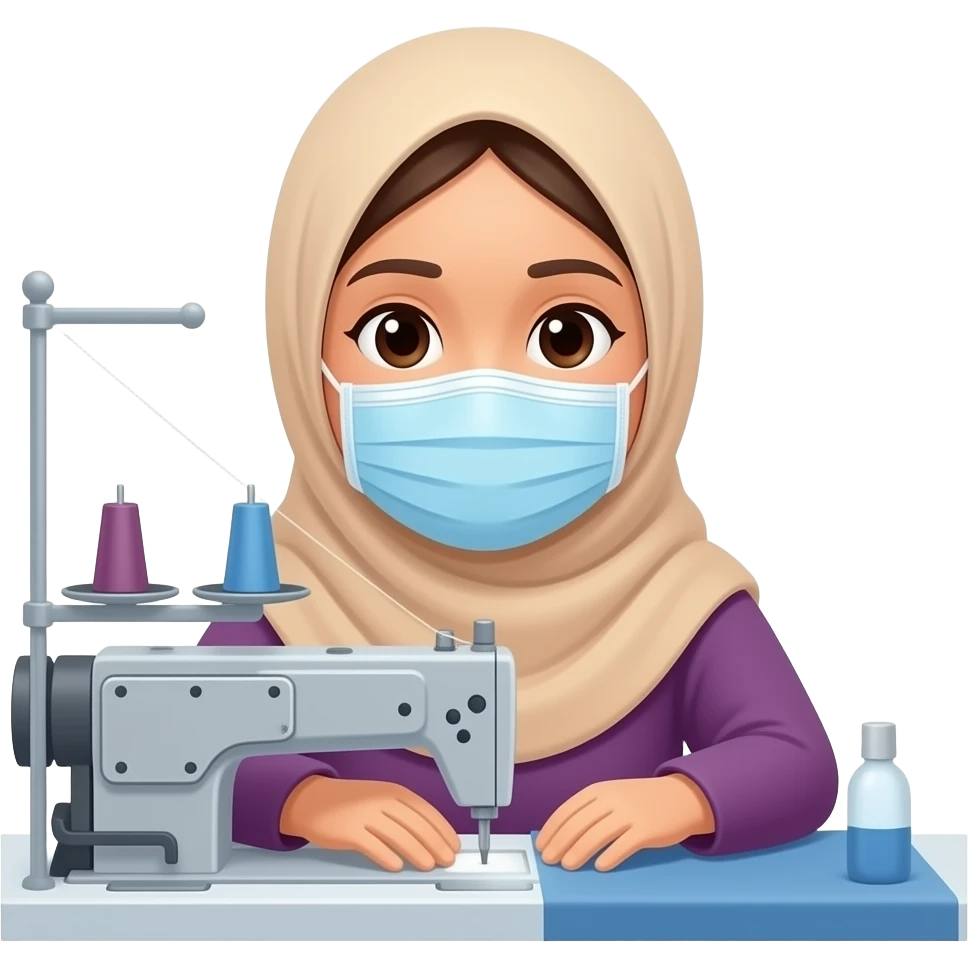 لابسه  بجامة وتعمل في ماسك في emoji