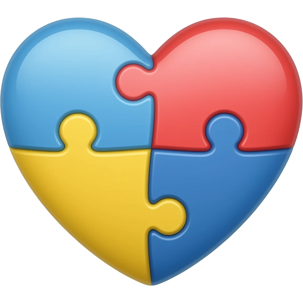 autism puzzle peice heart shaded like ios emoji