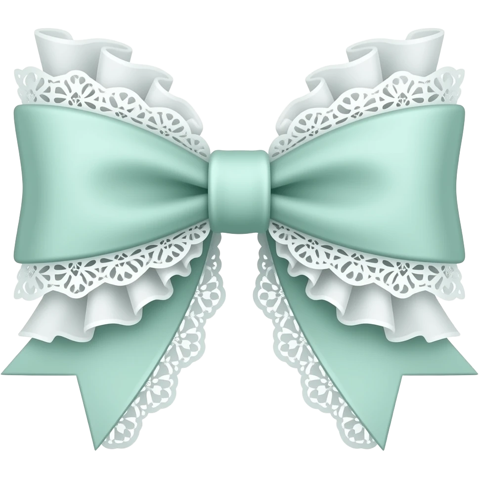 vintage rococo mint color bow with lace and frills emoji