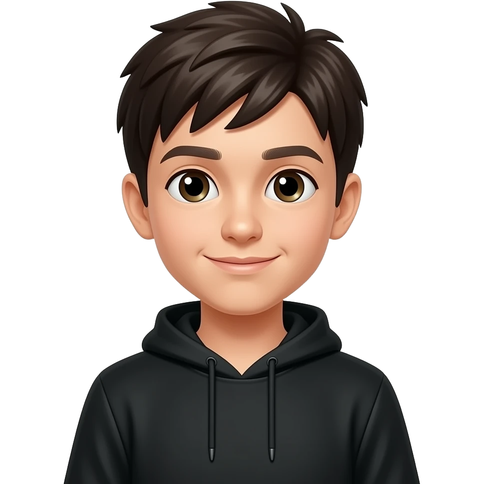 Niño con ropa negra medio cuerpo emoji