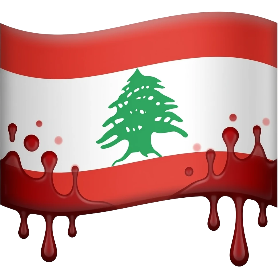 flag of Hezbollah with blood sticking on it symbolizing the blood of dead people for peace of Lebanon emoji