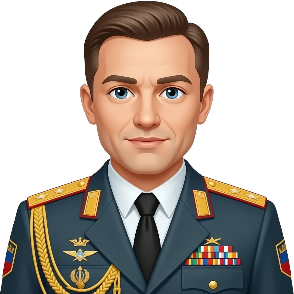 General Anatolij mit General Wappen und Militär Uniform emoji