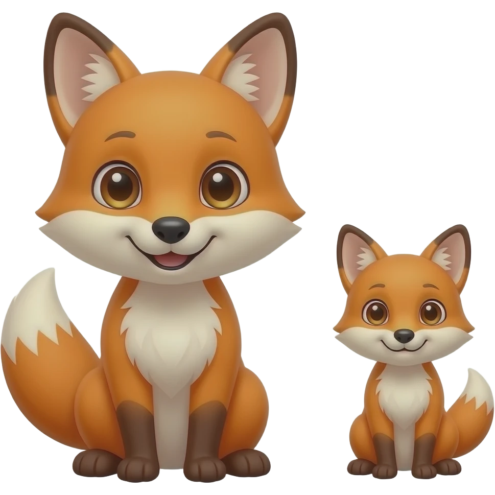 Fox and fox puppy emoji