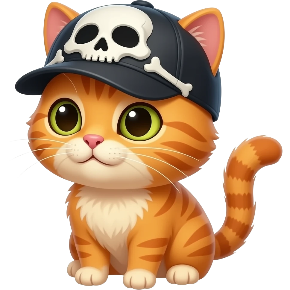 orange Cat wearing SKULLpCAP, upper body emoji