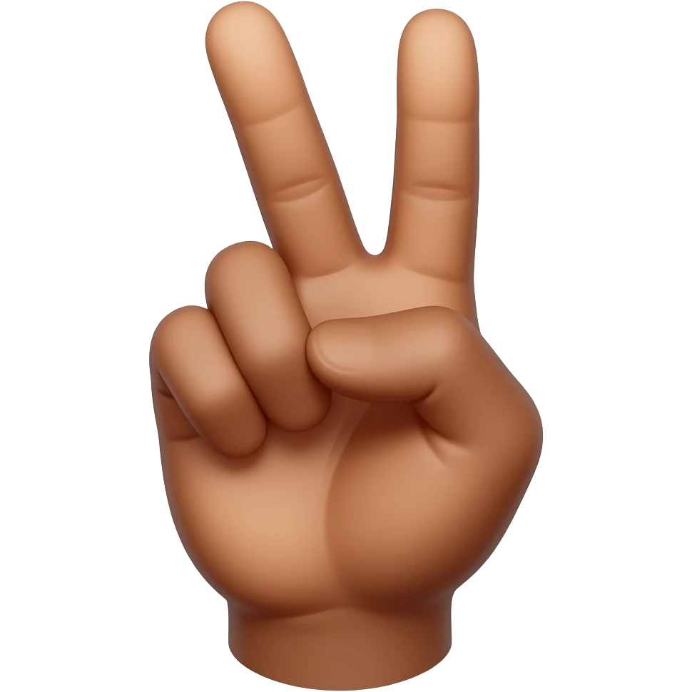 Brown hand making an upside down peace sign emoji