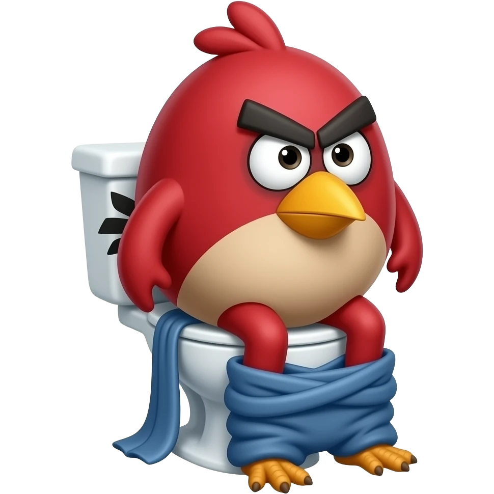 Cyclope from ancient greece in toilet that's body is like angrybirds that Has one eye emoji