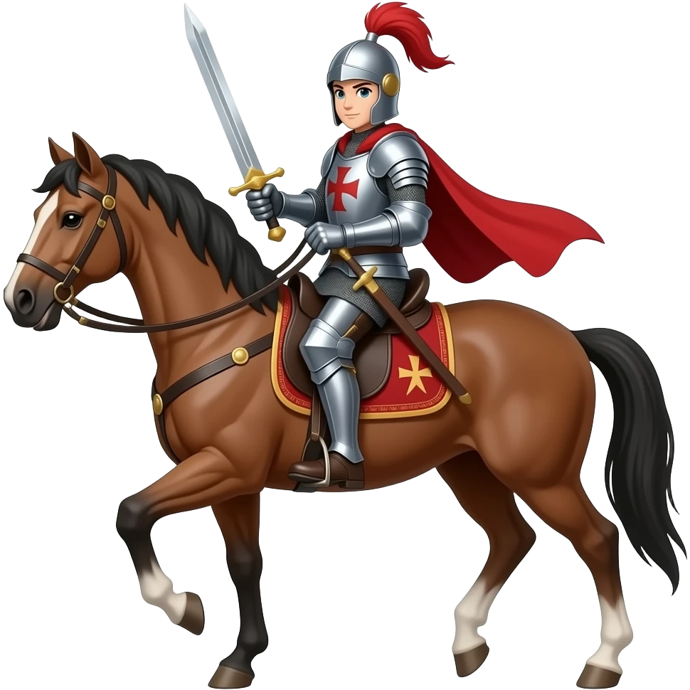 knight riding on a horse holding a sword emoji