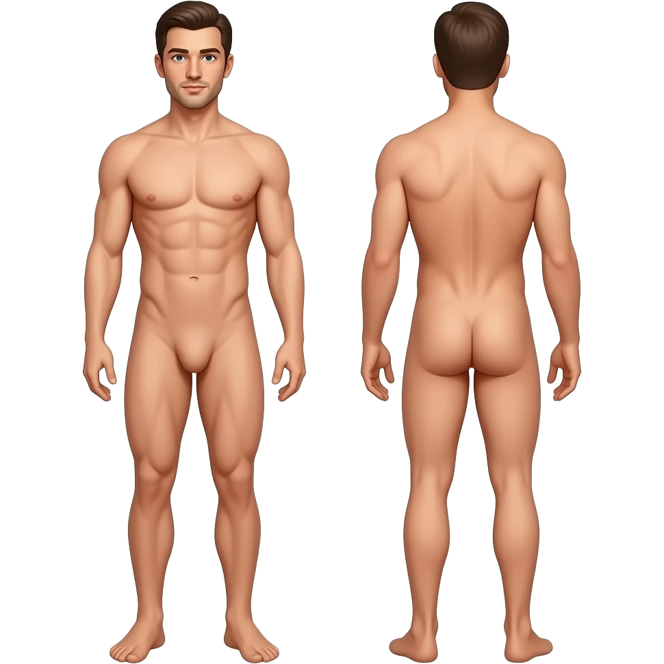 Nude man front and back emoji