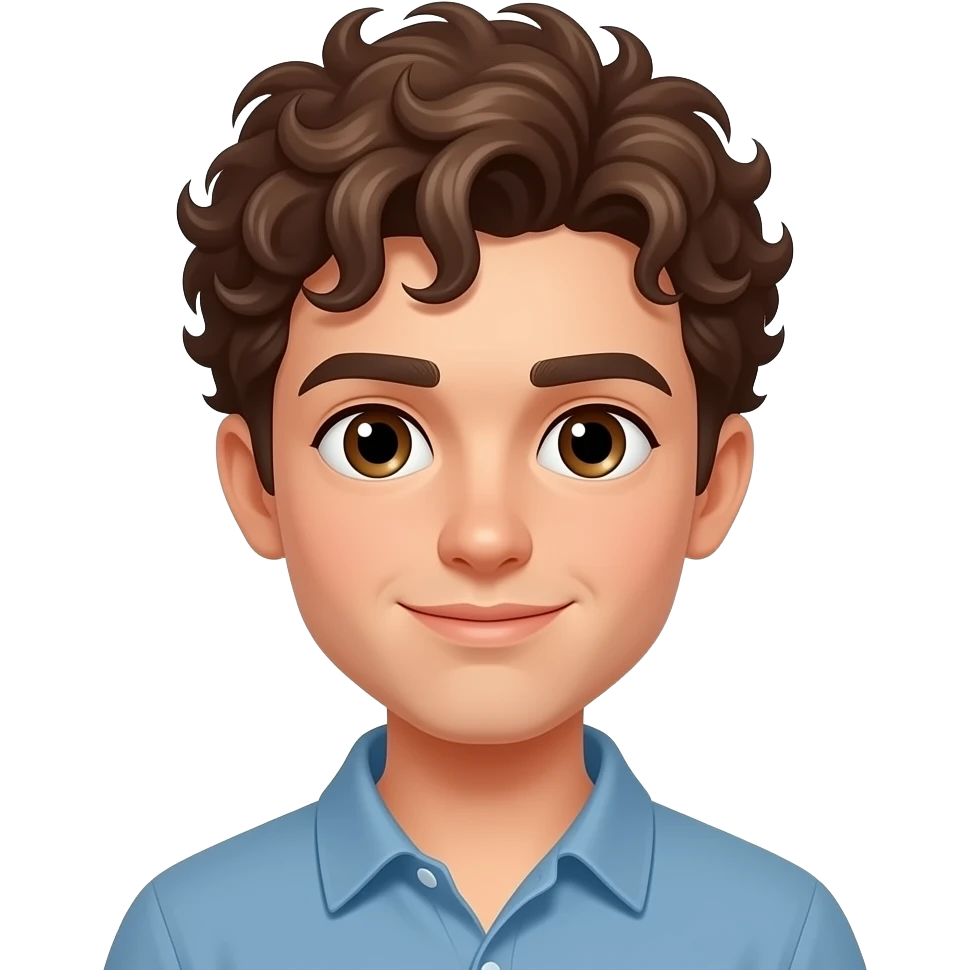 young 20's male with curly brown hair emoji