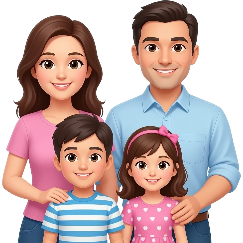 Familia de 4, mamá, papá, hijo e hija emoji