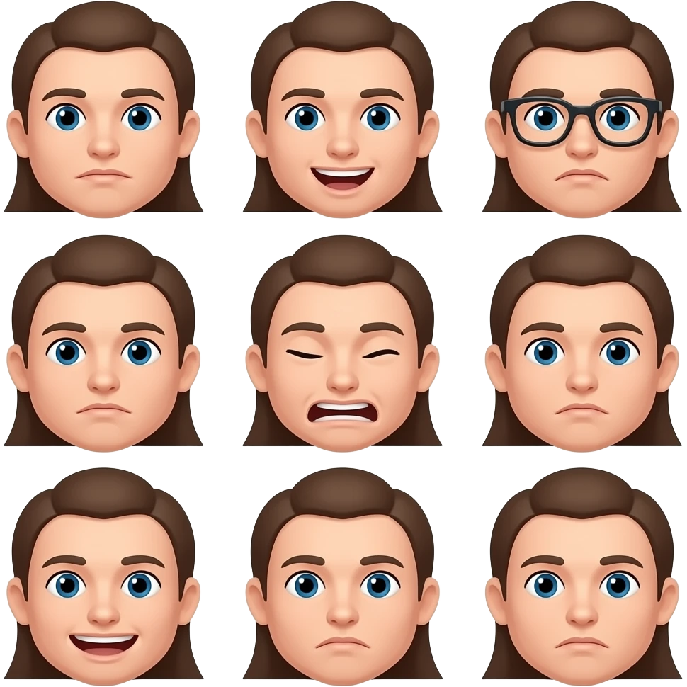 Using these colours can you make different facial expressions and emotions as a series of emojis. All of them with exact same characteristics emoji