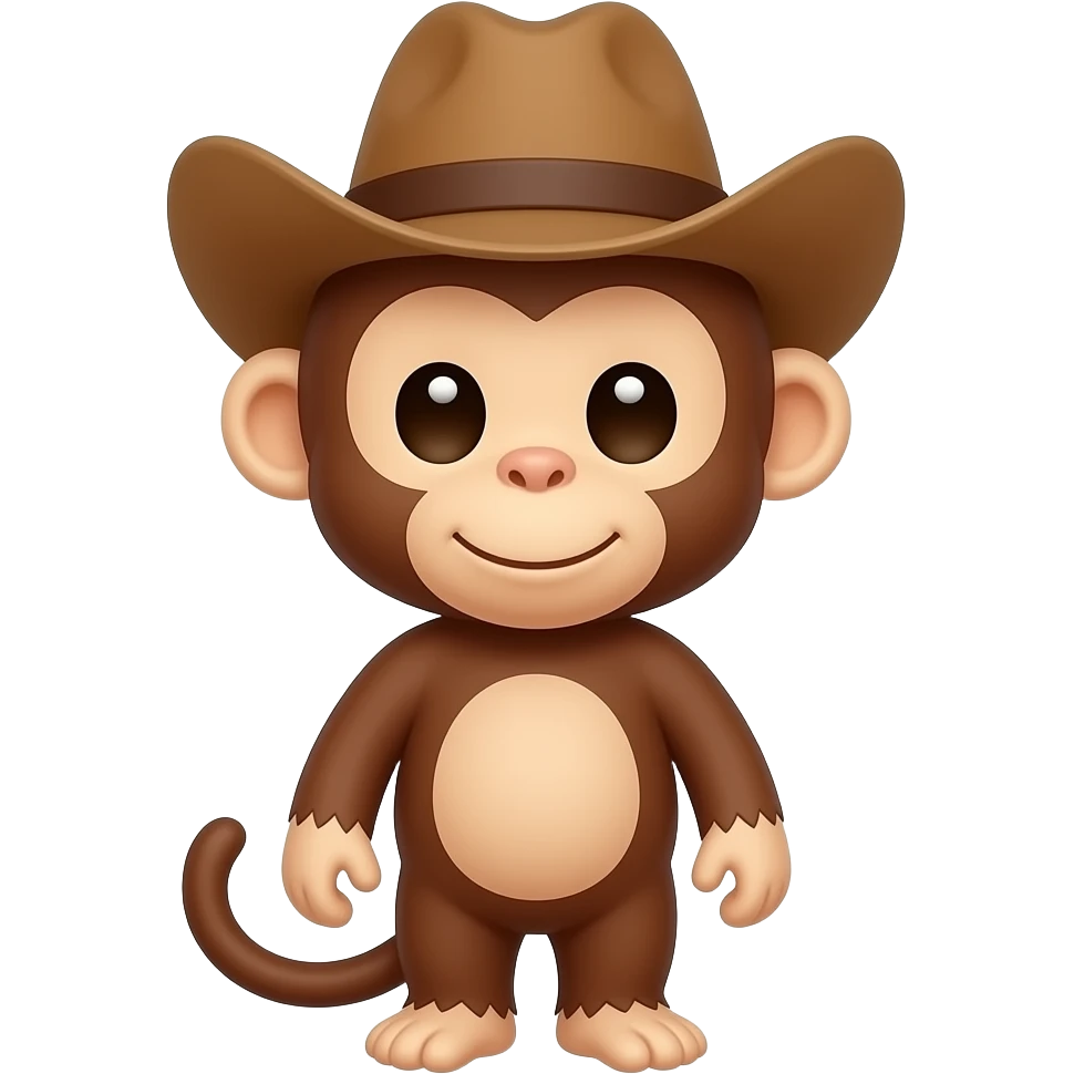 Monkey with hat and west, cute, standing emoji