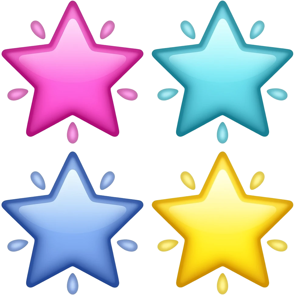 three Sparks stars pink blue and yellow emoji