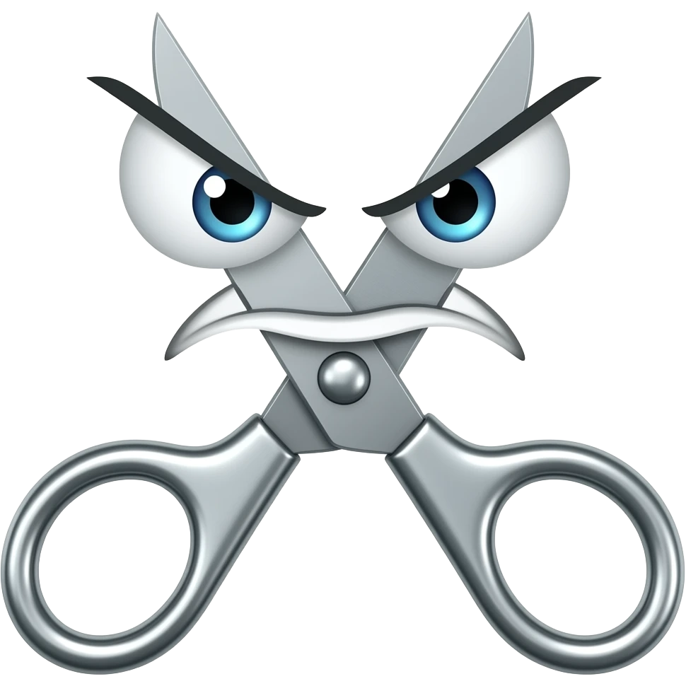 Scissor Angry but going crazy trying to smile emoji | AI Emoji Generator