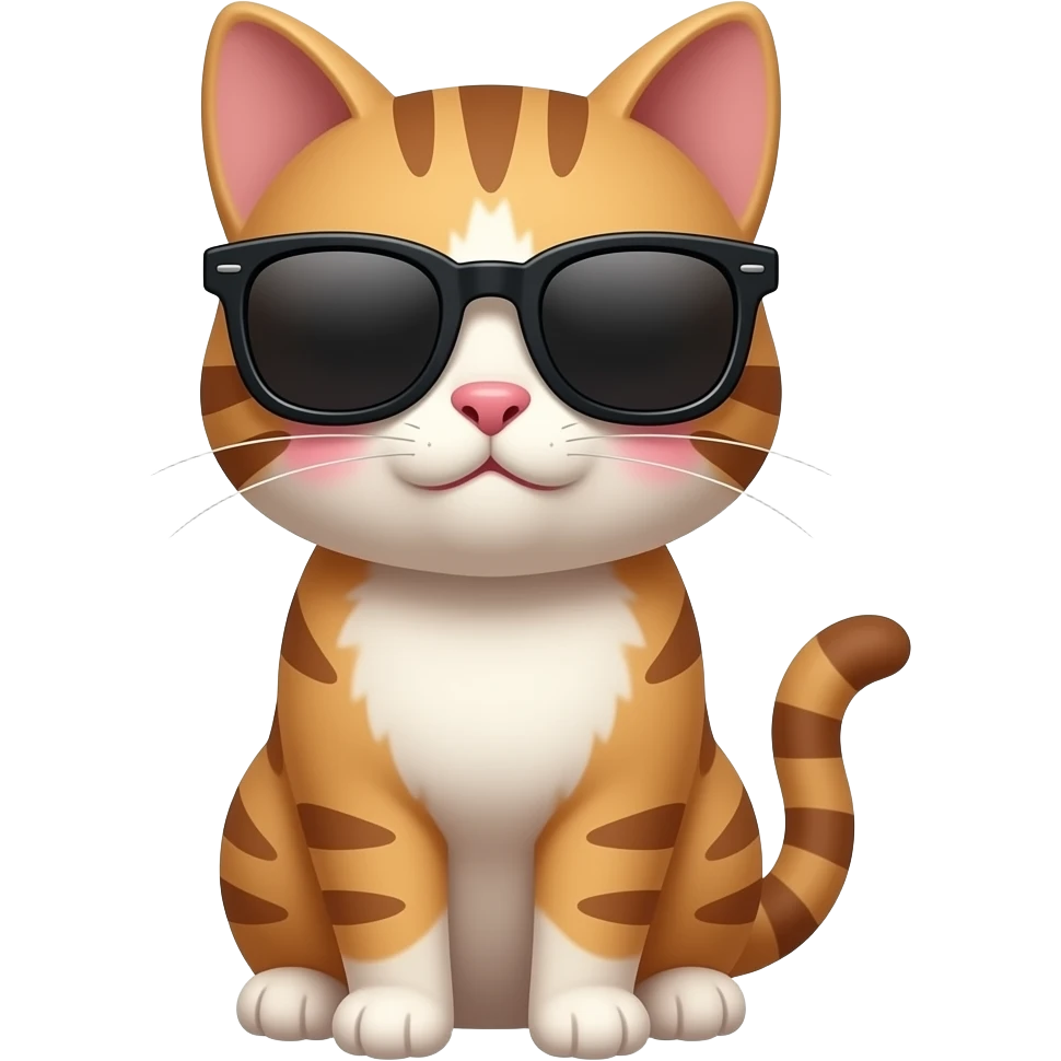 Cat blushing while wearing sunglasses emoji