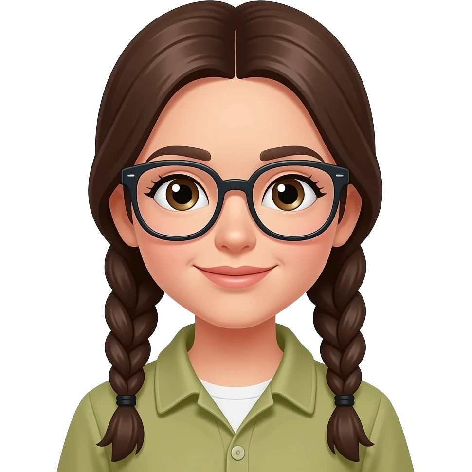 Brown  girl with braids and glasses emoji