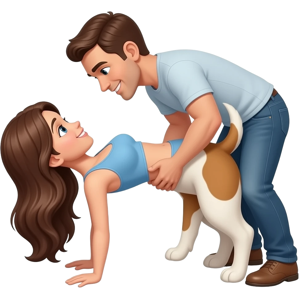 Man and women in doggy style sex position emoji