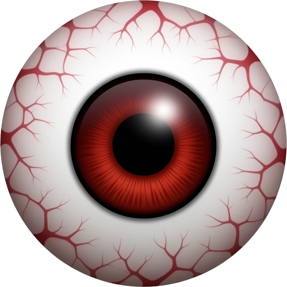 A vector-style emoji design of a bloodshot eyeball. The white part is ...