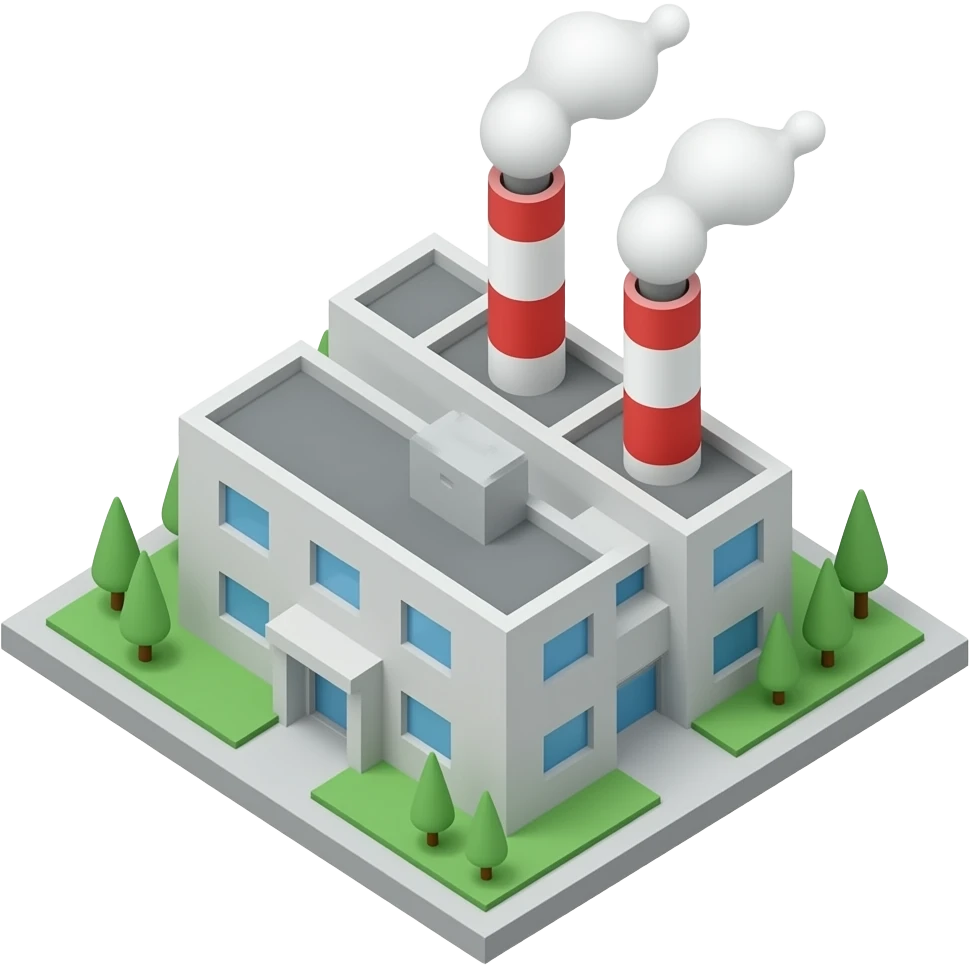 Power plant building electricity 3d no background emoji