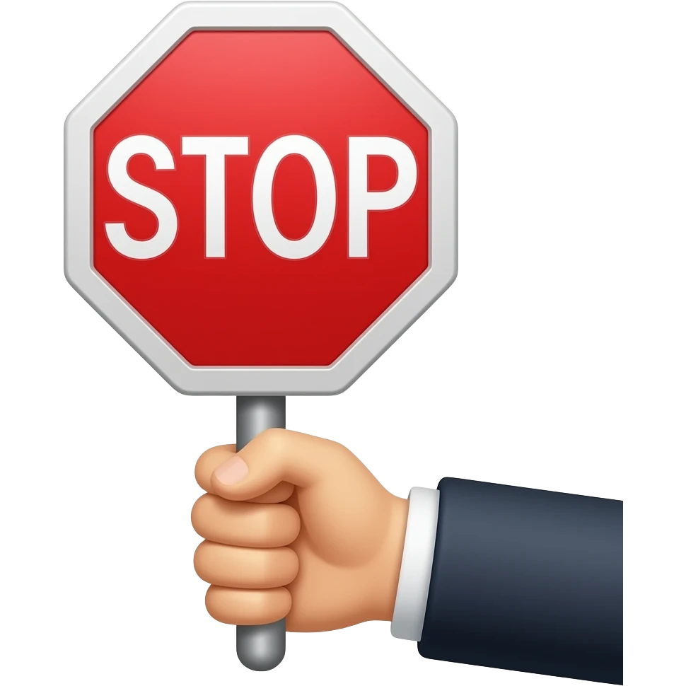 stop sign with a hand white emoji
