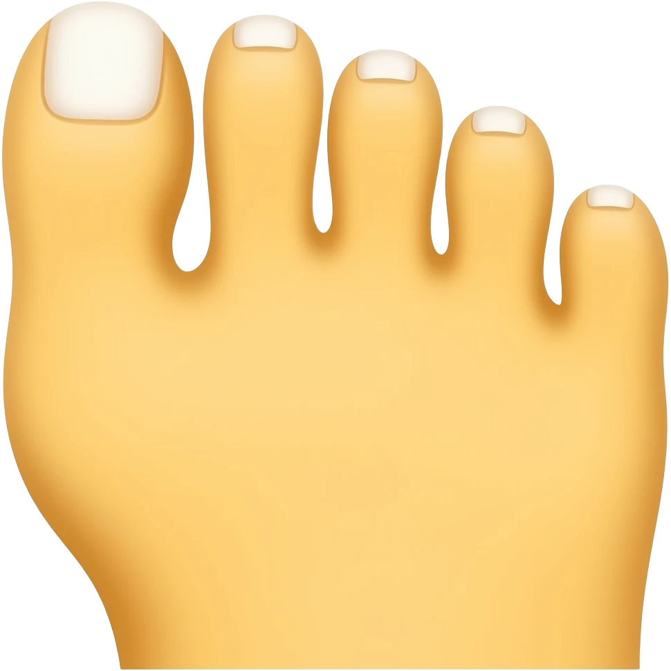 white toe nails on a yellow foot emoji