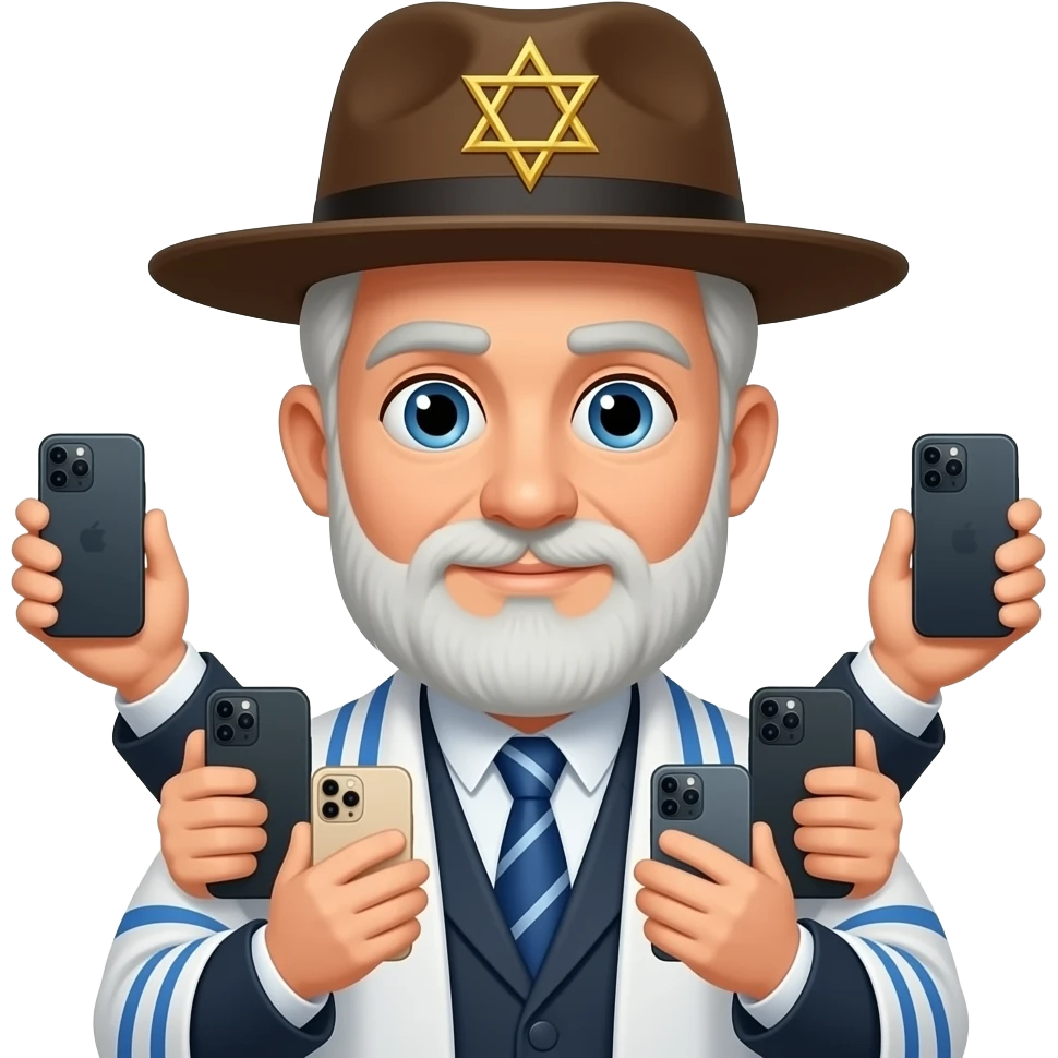 Jewish man with phones and ✡️hat emoji
