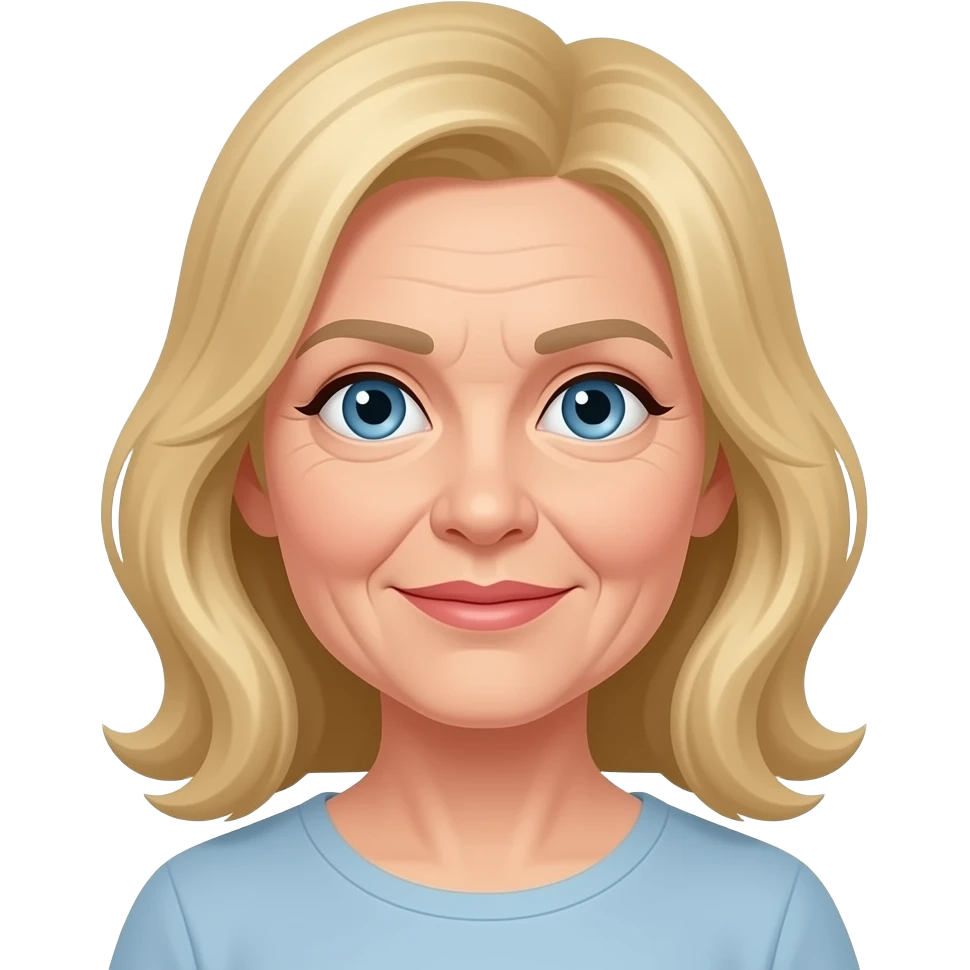 Older women with blonde hair and blue eyes emoji