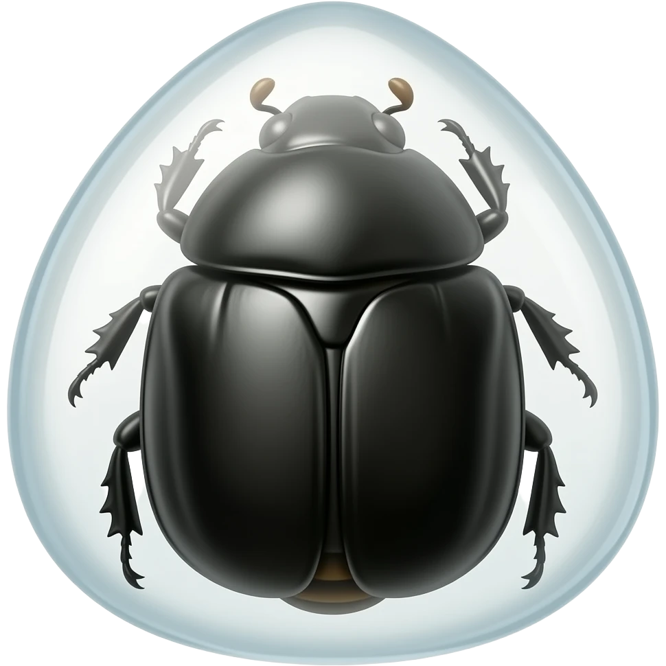 Grub in transparent shell turning into a beetle inside emoji