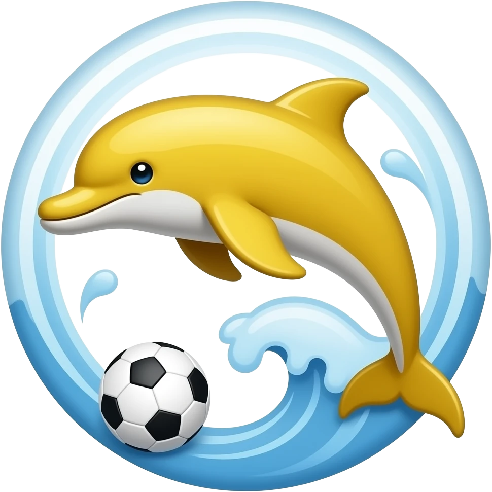 yelllow black dolphin circle wave soccerball emoji