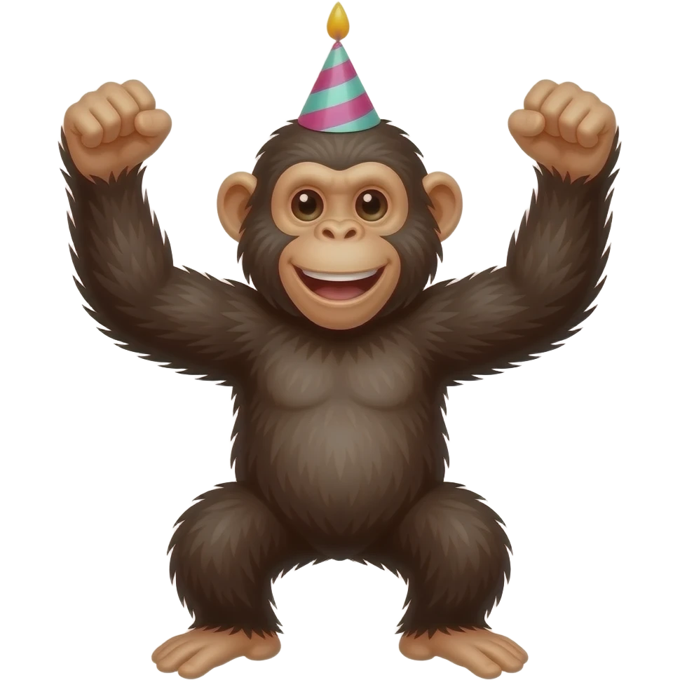 crea un emoji de un chimpanchge celebrando su cumleaños emoji