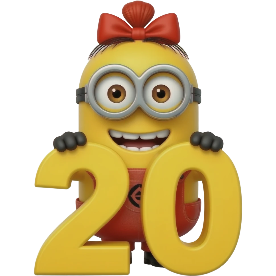 Minion with red outfit and red buns hair with a red bow teeth out full ...