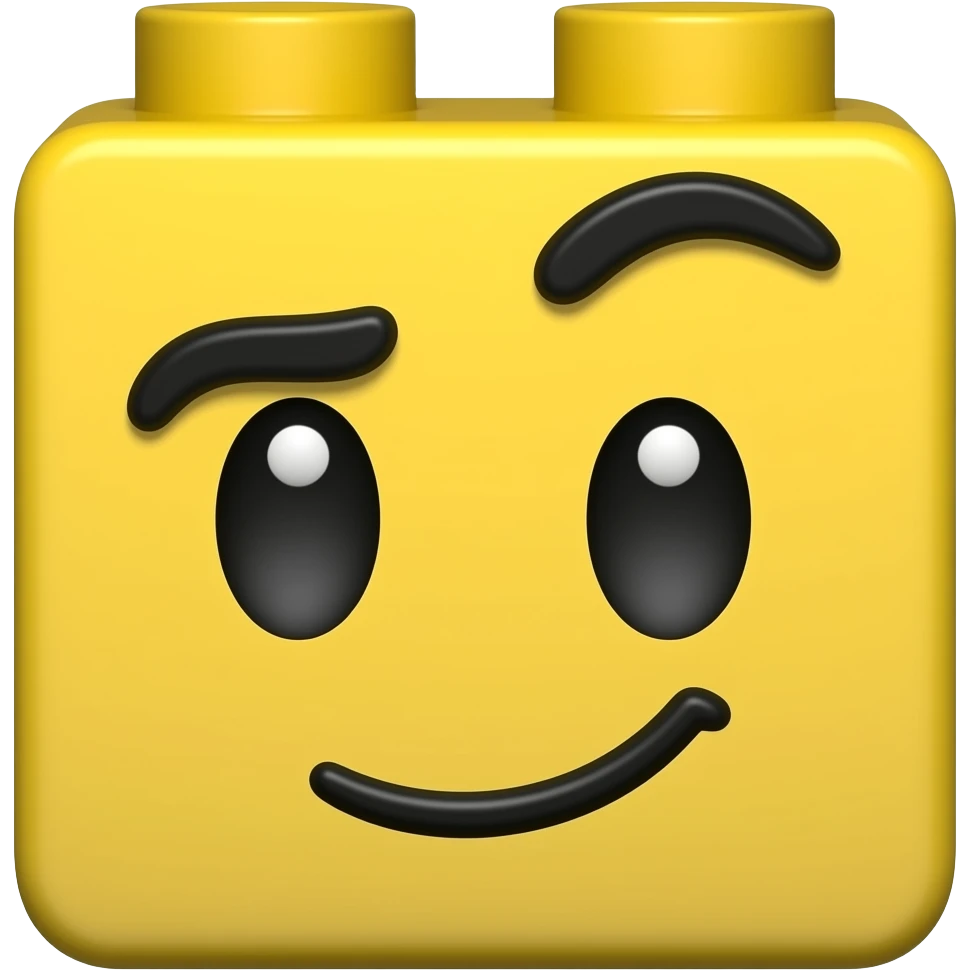 lego cube with face emoji