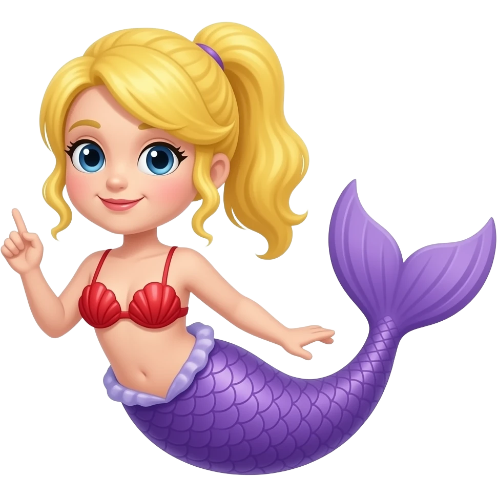 A Chicken mermaid with a yellow ponytail a red Seashell bikini and a purple mermaid tail emoji