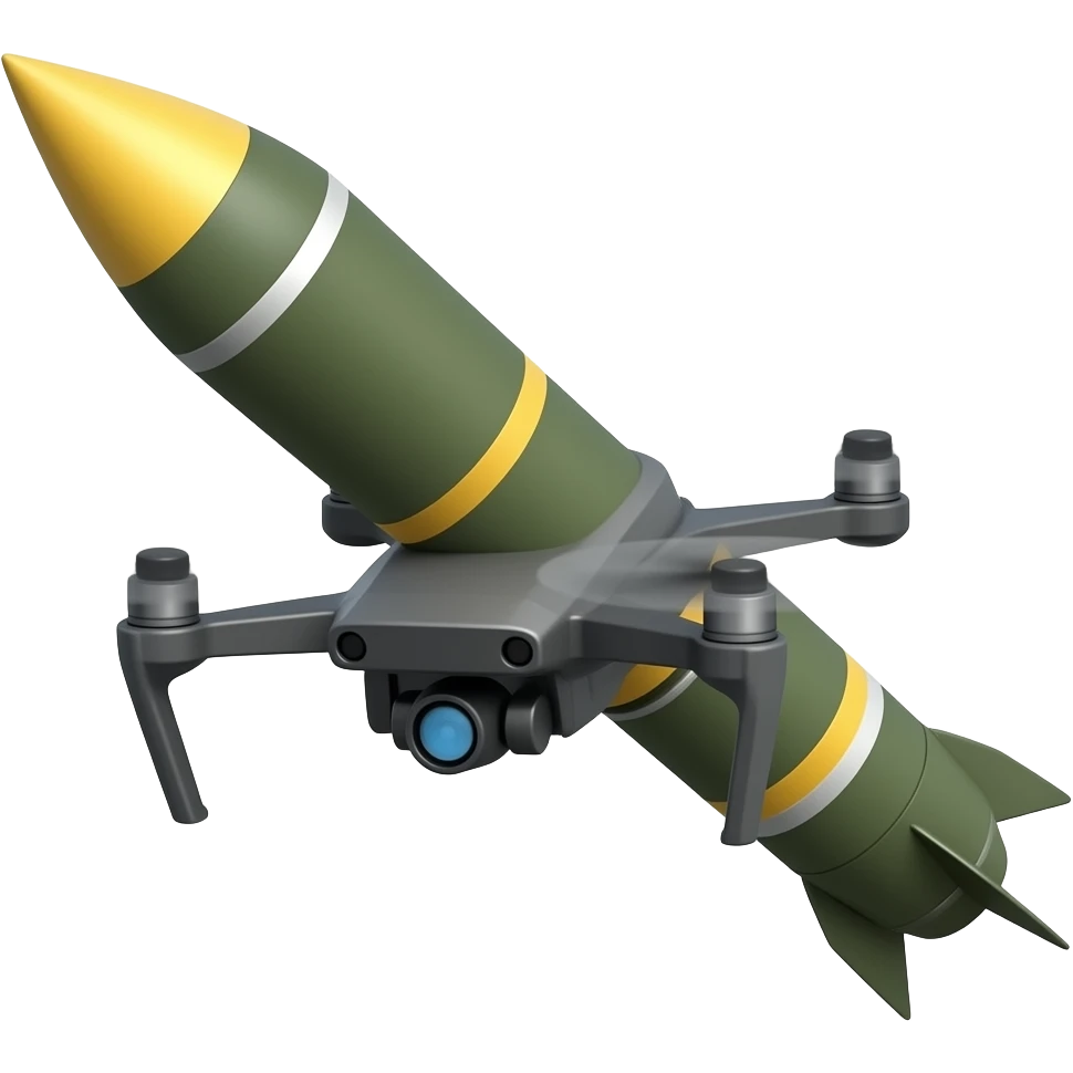 un drone fpv portant une roquette de rpg 7 emoji
