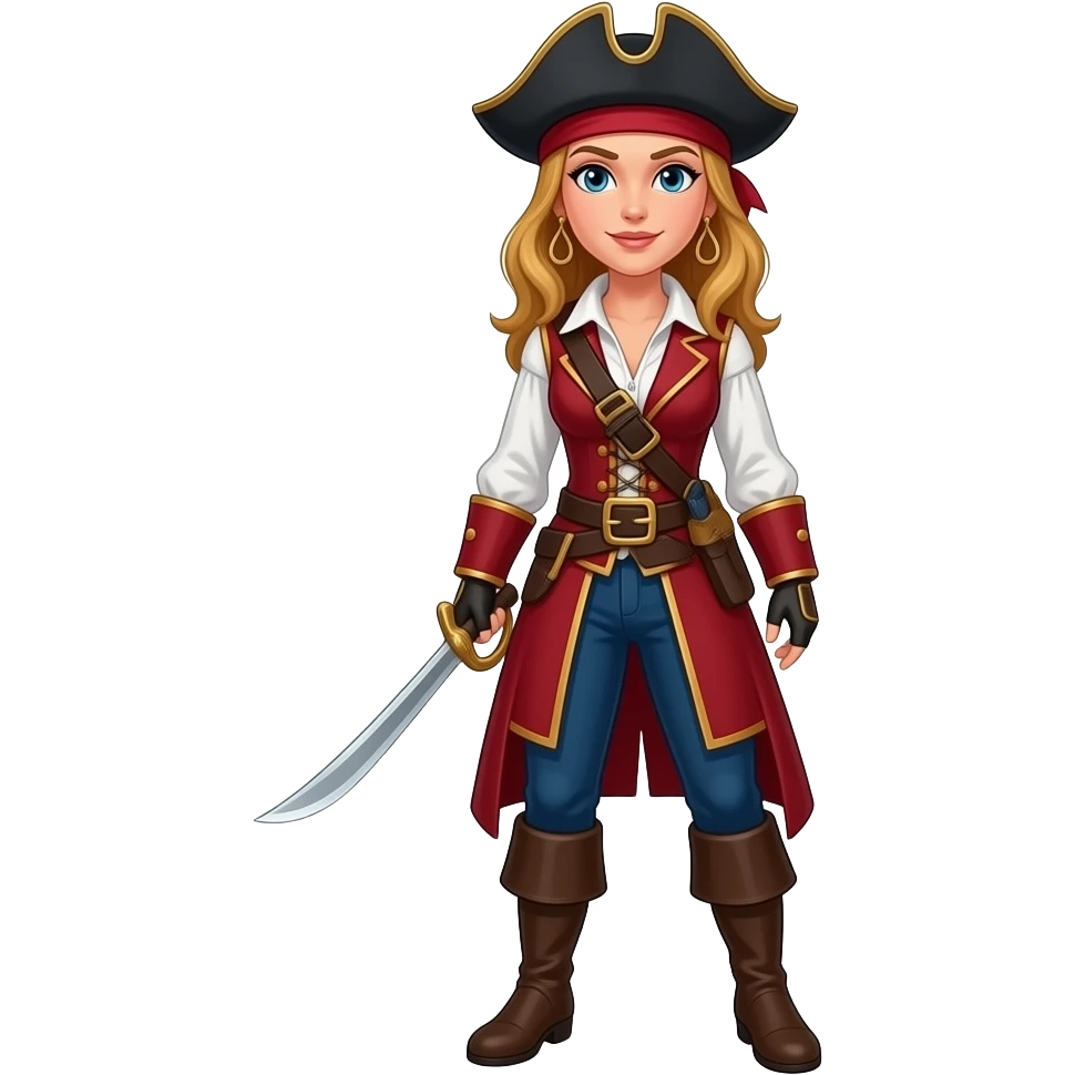 White Female pirate, fullbody, emoji