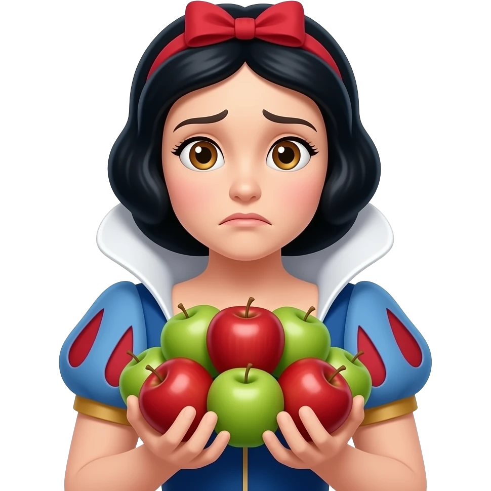 snowwhite many apples, confused face emoji