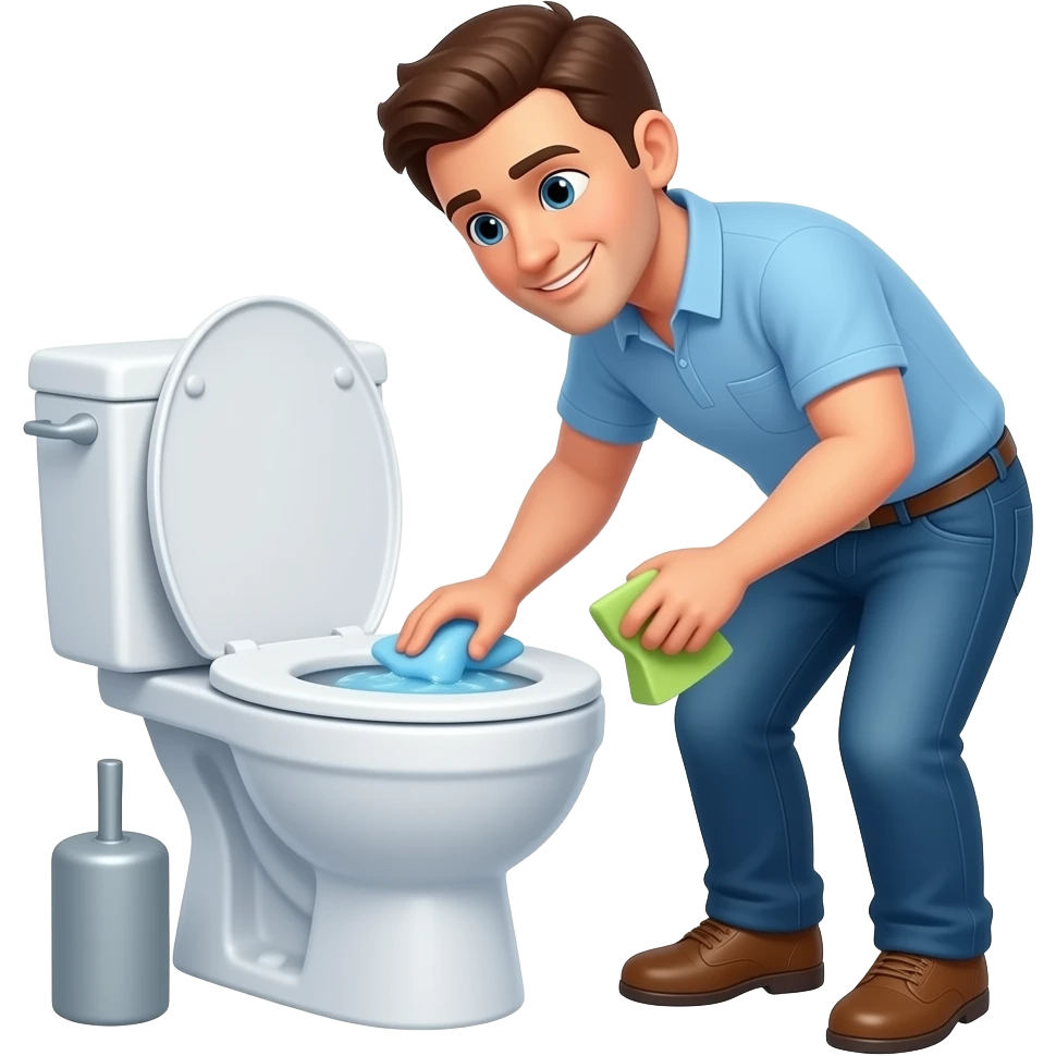 a man cleaning the toilet emoji