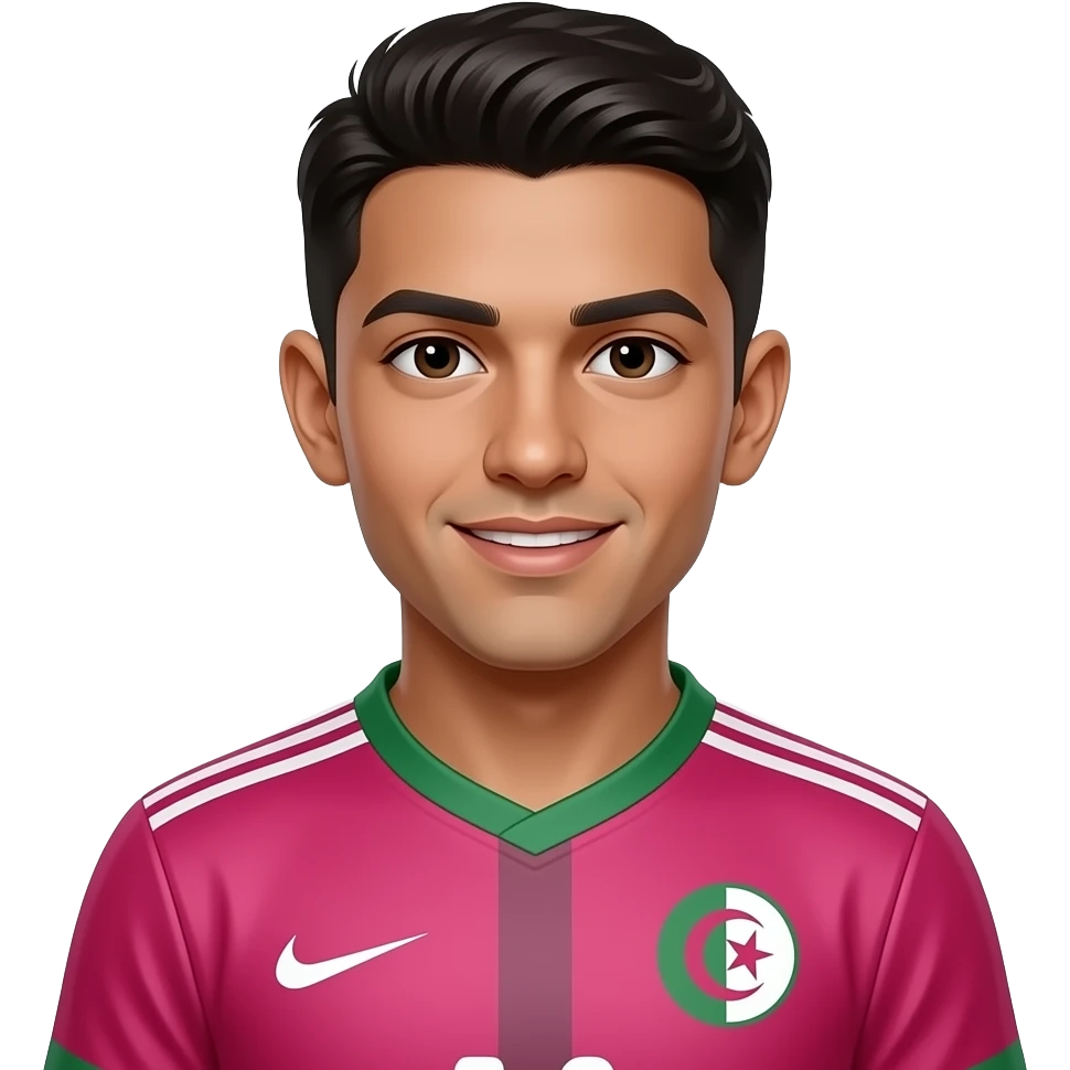 adolescente arabe avec les cheuveux lisse un maillot rose de l'algerie réaliste sponsorisé par nike emoji