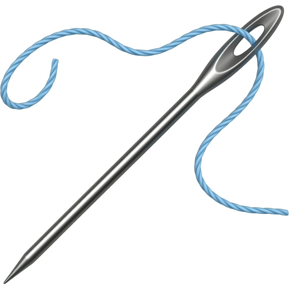 a large needle with a blue thread emoji