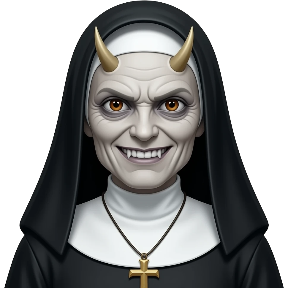 Valak, Evil nun, thing face, evil face, demonic face, dead white wrinkled skin emoji