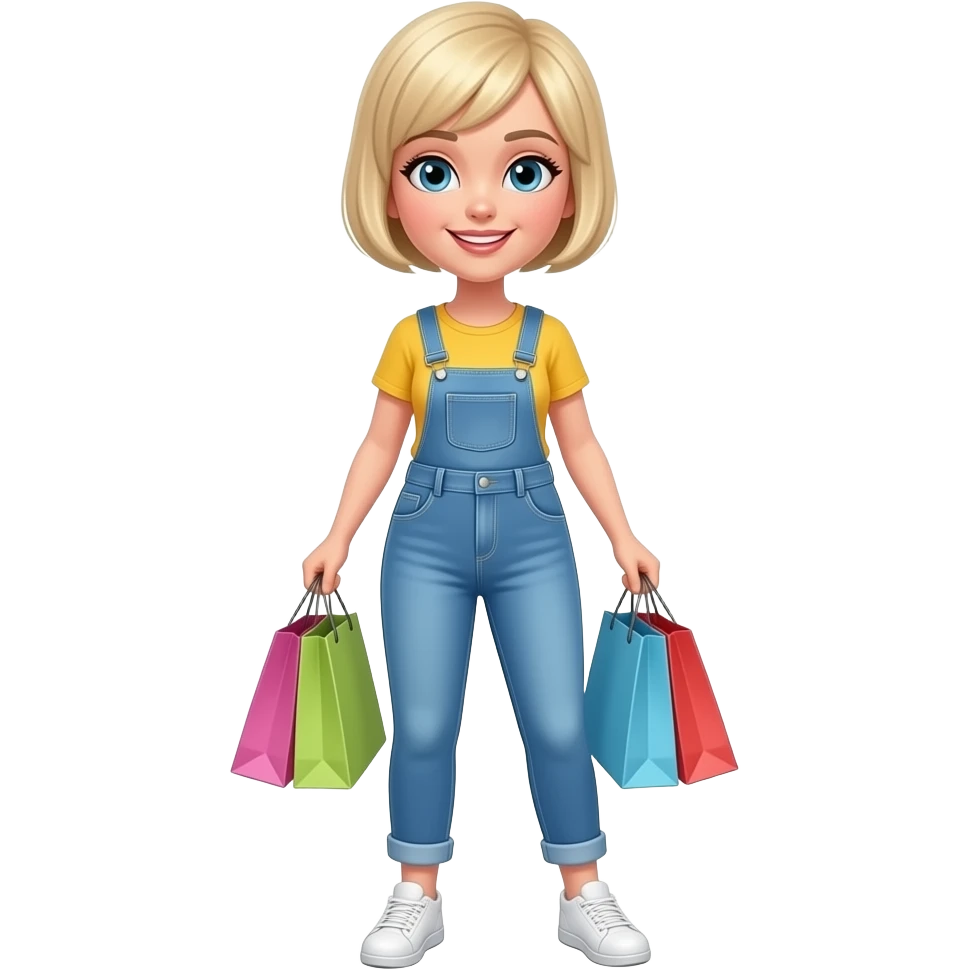 full body white woman very short pixie style blonde hair shopping emoji