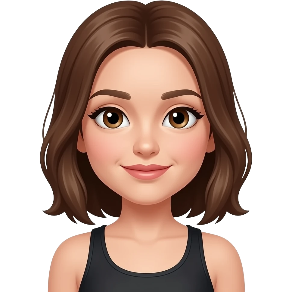 Contemporary dancer with brown hair brown eye in black workout clothes and bare feet emoji
